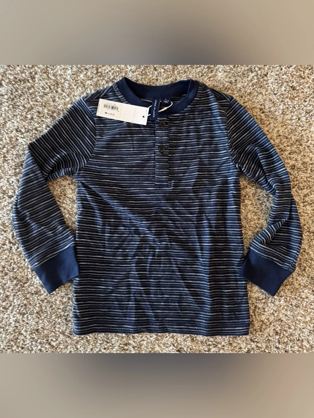 Janie and Jack Boys' Navy Striped Long-Sleeve Henley Shirt